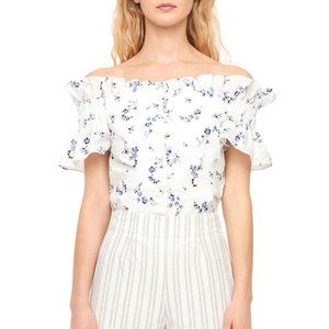 NWT Rebecca Taylor Off Shoulder White Floral Top